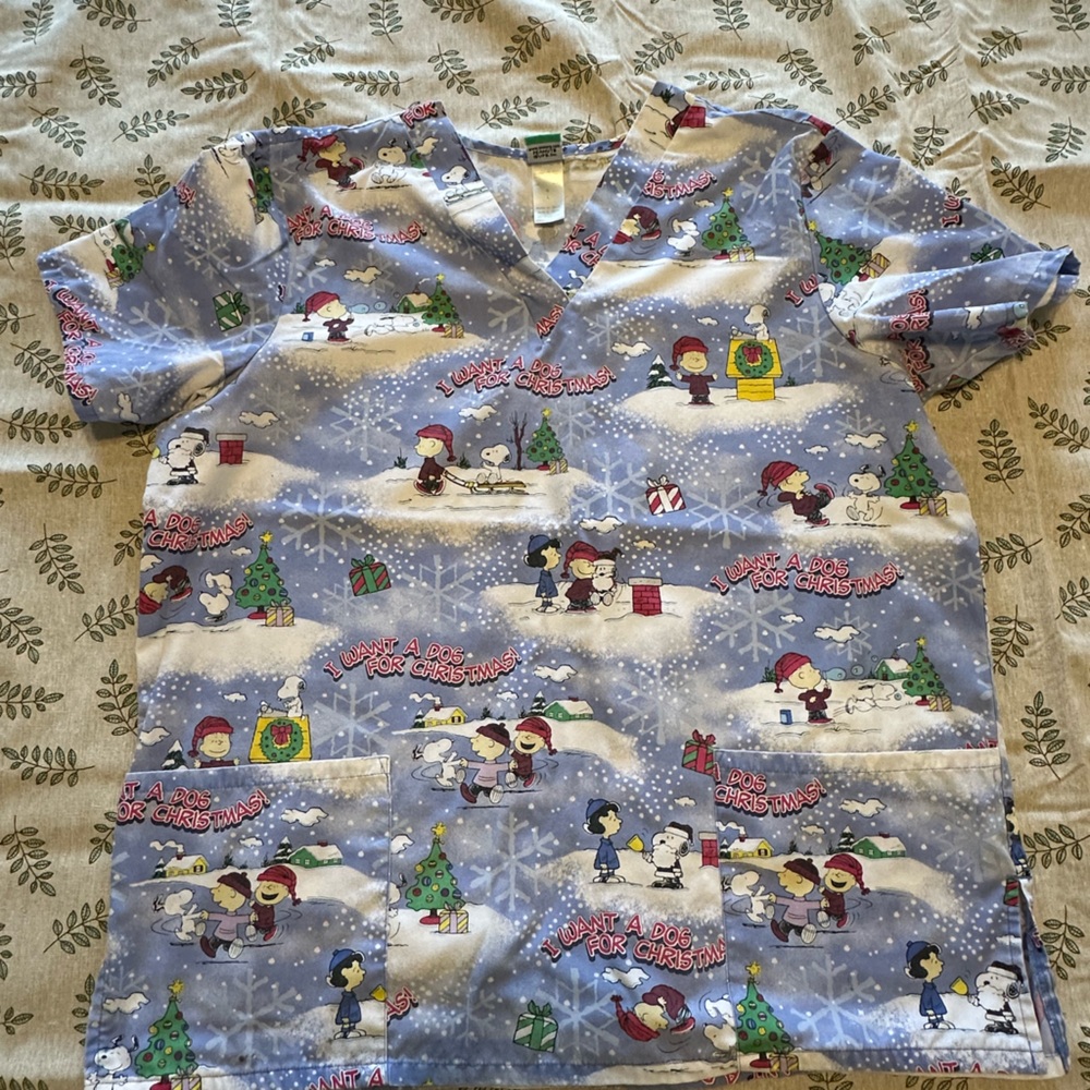 Peanuts Christmas Scrub Top